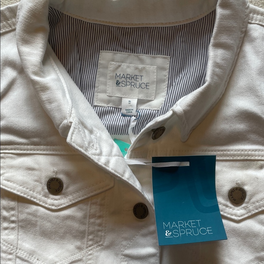 NWT Market & Spruce White Denim Jacket